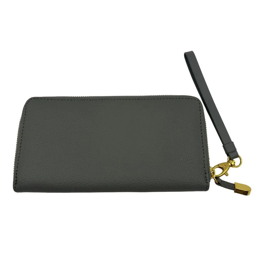 JOY & IMAN‎ Women's Green Pebbled Split Leather Zip  Wristlet Wallet Organizer